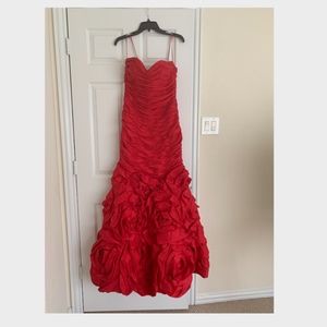 Jovani red rose evening dress